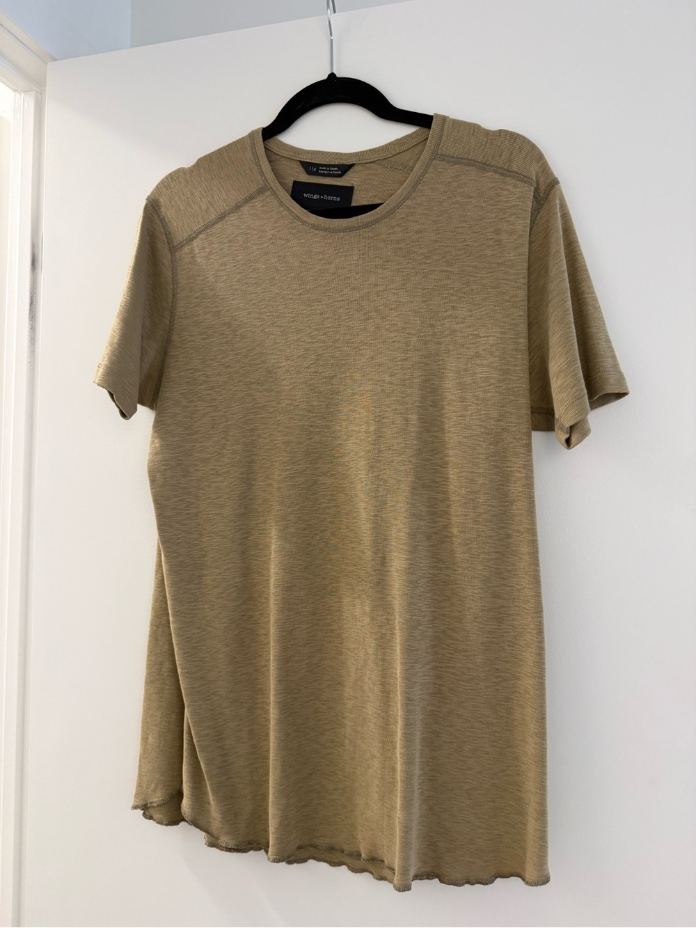 Men Wings + Horns Olive Green Short Sleeve Crewneck Tee